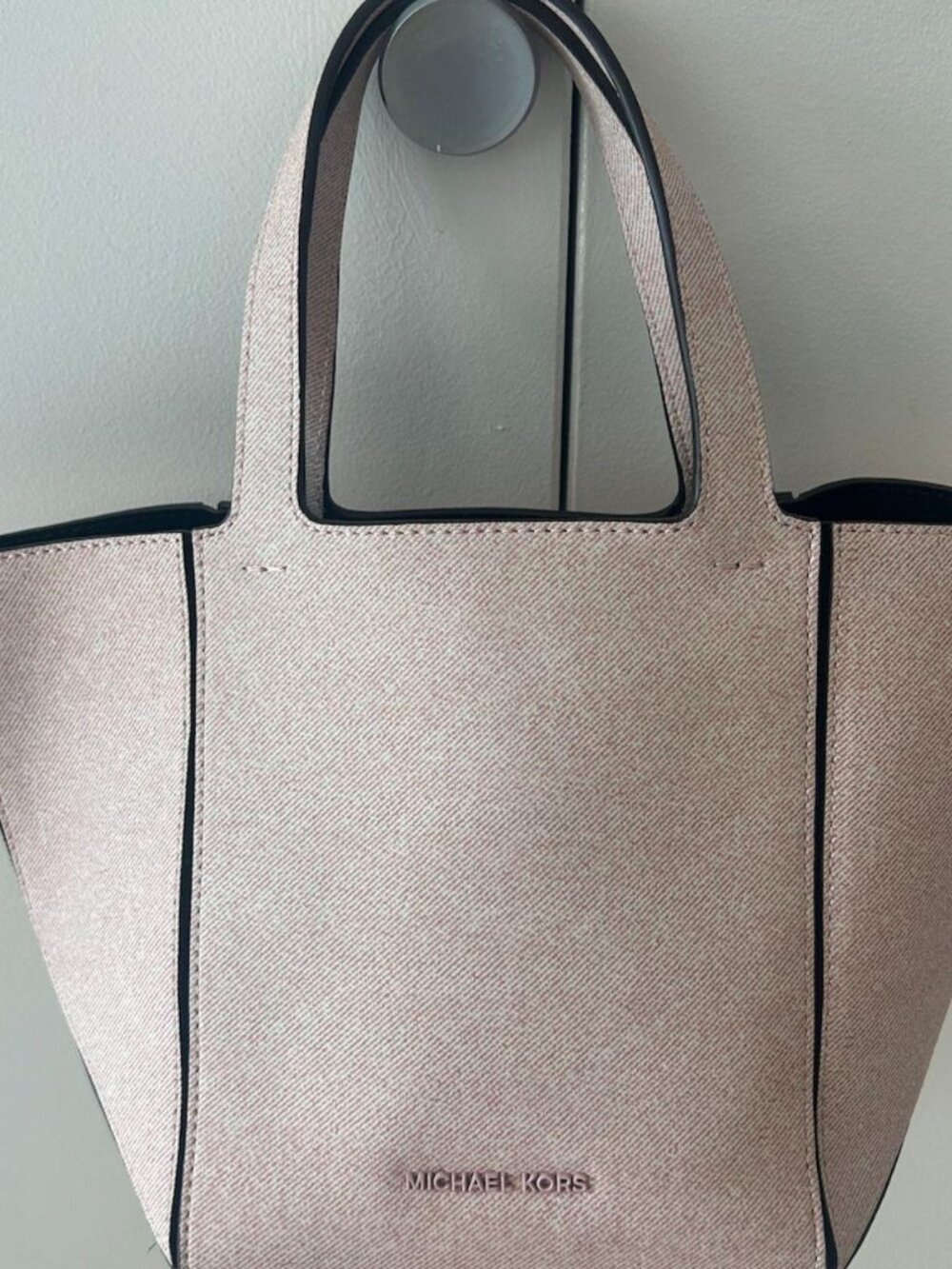 Denim Printed Pink Leather Triangle mini bag - Picture 3 of 4